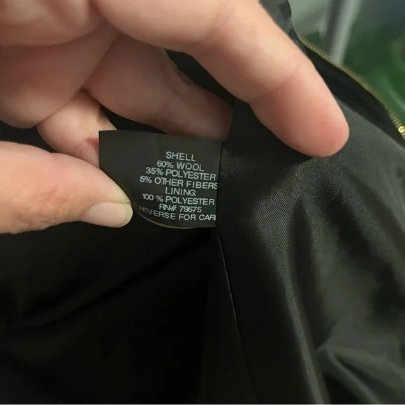 Michael Kors Black Hooded Wool Full Zip Jacket Small Gold Hardware - Picture 7 of 8